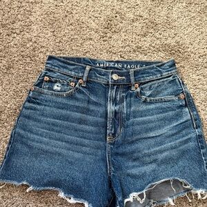 American Eagle Outfitters Dark Indigo High-Rise Denim Cutoff Shorts